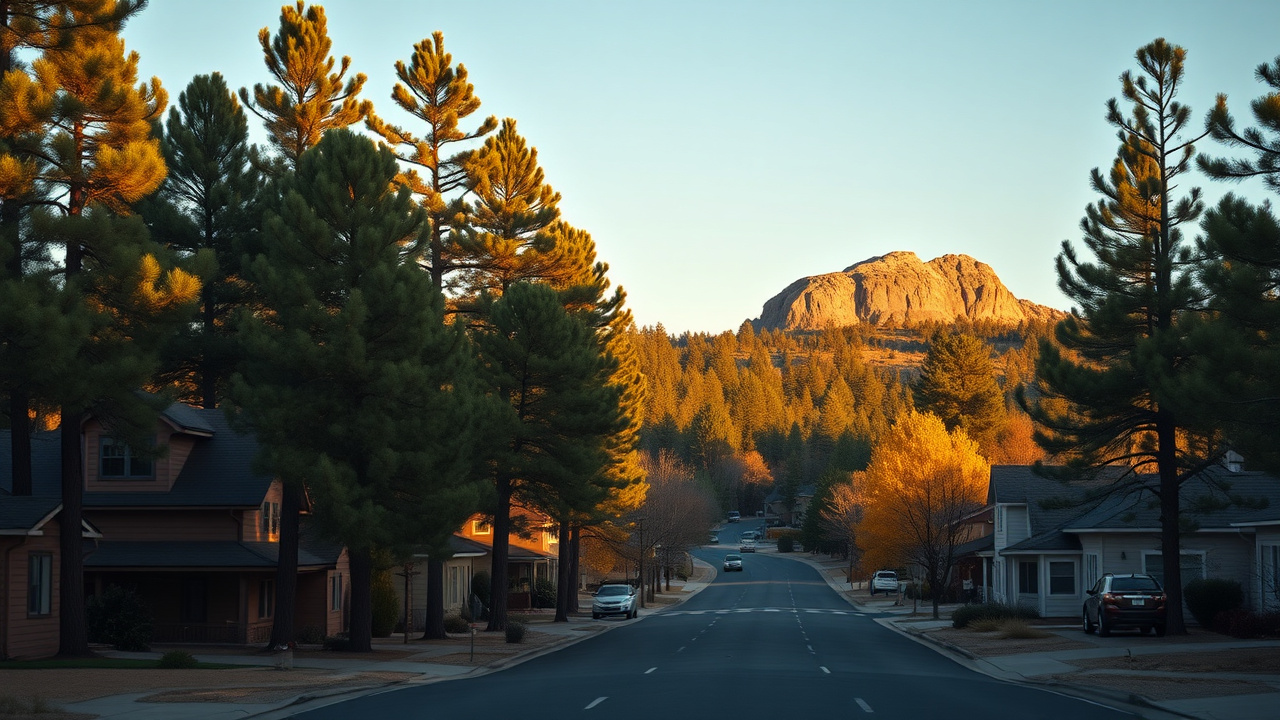 Prescott, Arizona neighborhood with homes among ponderosa pine trees